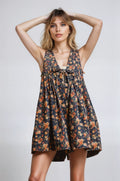 Vintage Bloom Denim Summer Romper