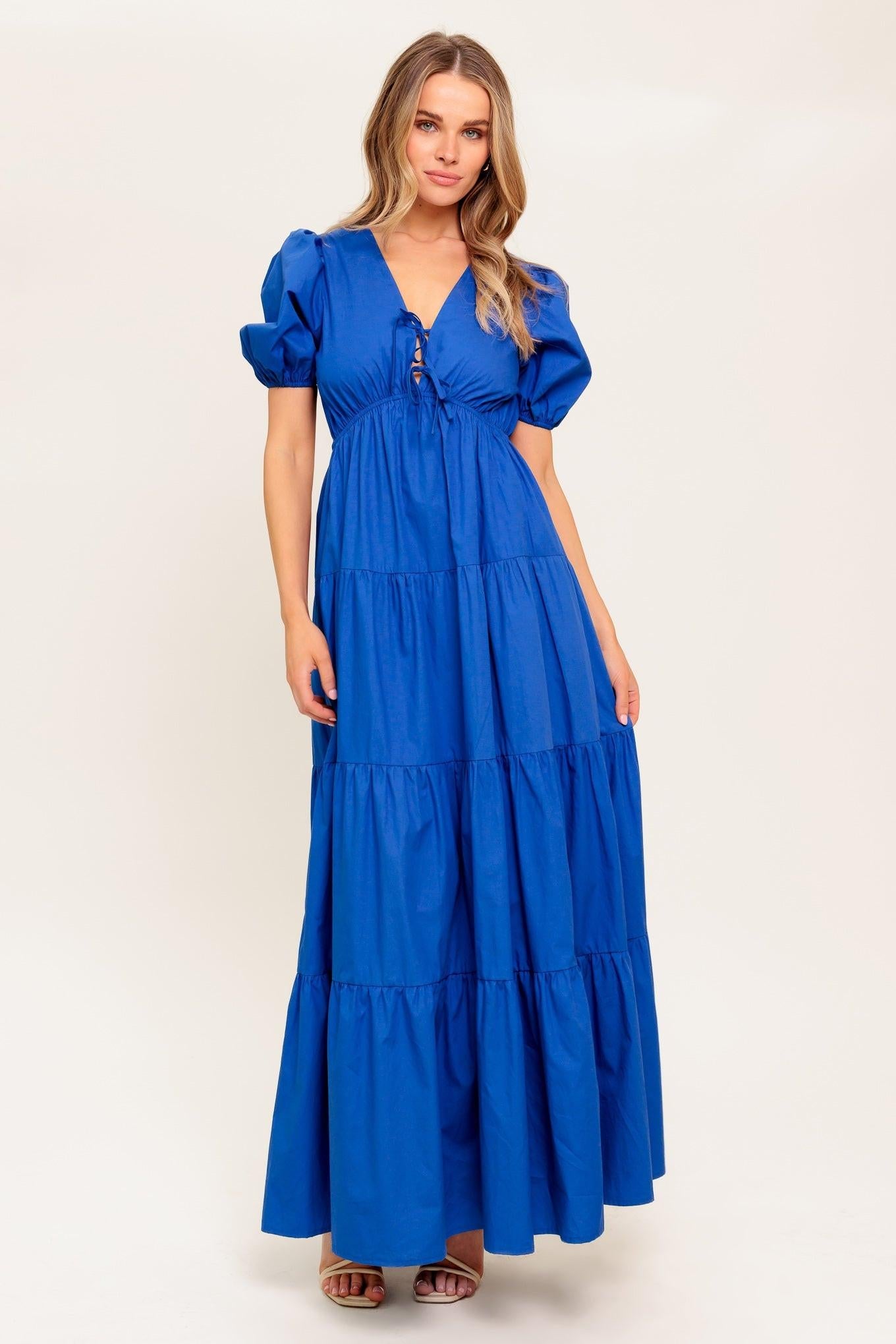 Summer Glow Royal Blue Woven Maxi Dress