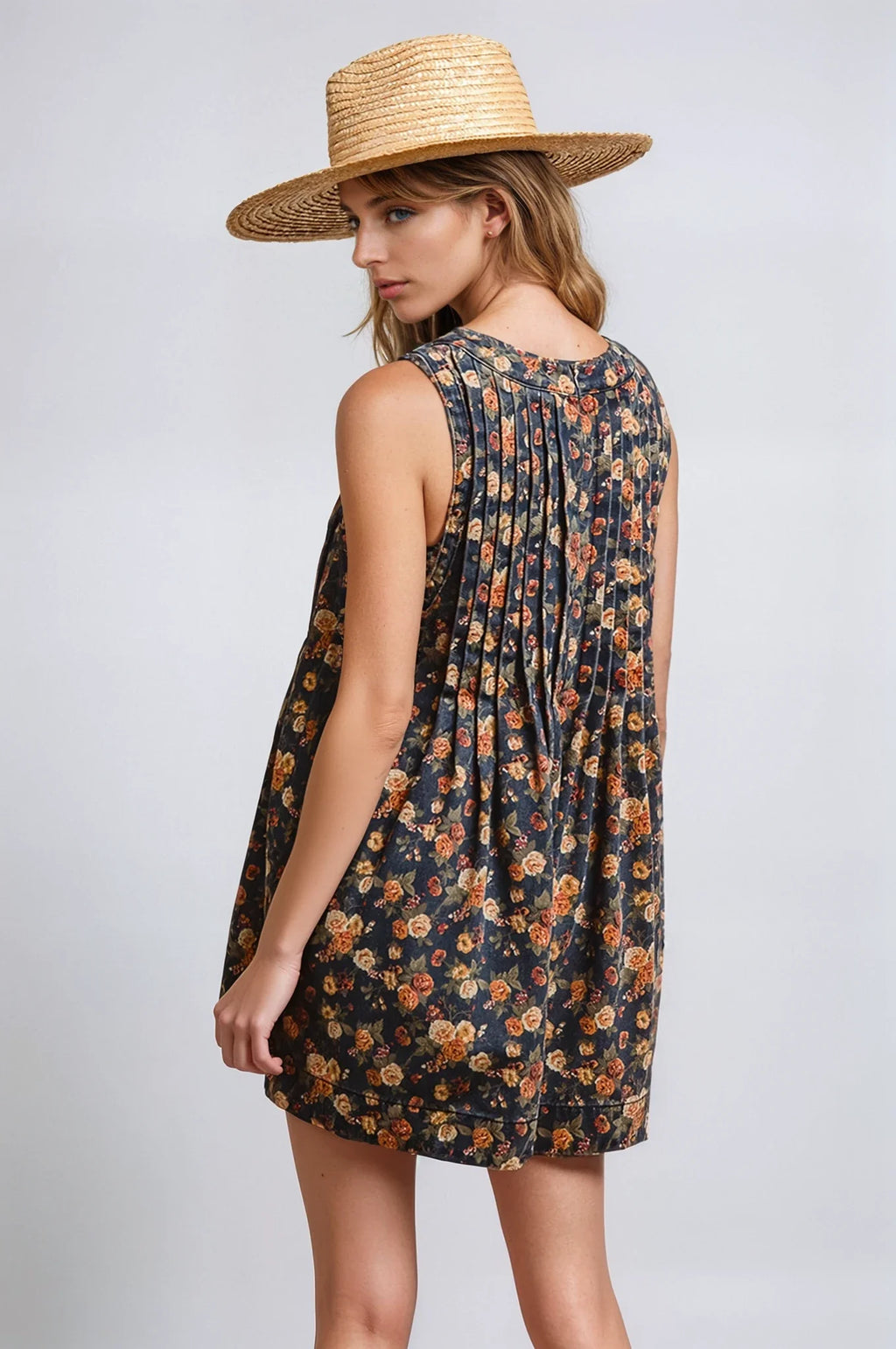 Vintage Bloom Denim Summer Romper