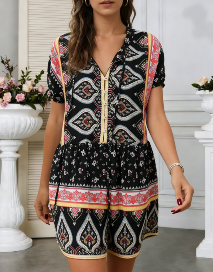 Casual Printed Summer Romper